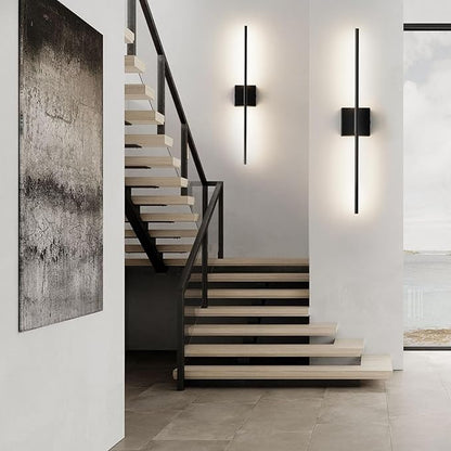 Shineled Wall Sconces Set of 2, 29'' Battery Wall Sconce with Remote Control, 350° Black Rotatable Dimmable Wall Lamp, Wireless Wall Lights for Bedroom, Living Room