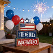 4th of July Table Decorations Patriotic Memorial Day Tiered Tray Decor Wooden American Flag Star Block Signs Independence Farmhouse 250th July Fouth Centerpiece for Tables Wooden Sign for Home Decor