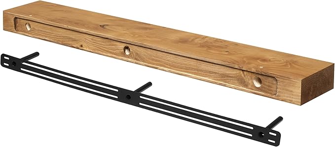 Dogberry Collections Smooth Timber Floating Shelf – Versatile Wood Mantel & Wall Shelf (Aged Oak, 24 in.)