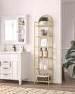 Bookcase Bookshelf, Tempered Glass Bookshelves, Slim Shelving Unit for Bedroom, Bathroom, Home Office, Steel Frame, 6 Tier Gold BC10601G
