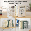 White Bookends 4 Pieces, Tree Design Modern Metal Bookends for Shelves, Unique Tree Book Ends Decorative Book Organizer for Desk, Decorative Shelve Book Stopper for Home Office