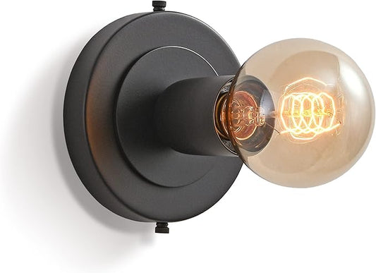 BRIGHTTIA Luna Uno 1-Light Wall Sconce - Mid Century Industrial Modern Flush Mount Fixture for Wall & Ceiling - Minimalist Lamp for Bathroom and Small Spaces - Matte Black (BC0026-1B)