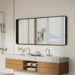 Koonmi Black Bathroom Mirror for Wall, 30x71 Inch Matte Metal Deep Framed Rounded Corner Wall Mirror, Shatterproof Tempered Glass for Farmhouse Bedroom Entryway, Vertically or Horizontally