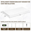 24 Inch Floating Shelves, 12 Inch Deep Floating Shelves for Wall, Floating Shelf with Invisible Brackets, Deep Shelves for Bathroom, Bedroom, Living Room, 2 Pack, White