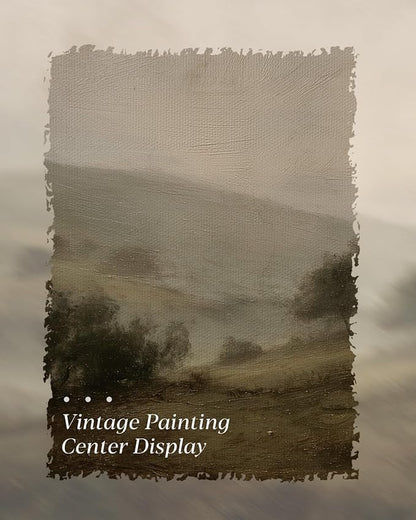 HUARCEY Framed Canvas Wall Art Vintage Decor, Quiet Mountains Picture Decor, Rustic Vintage Neutral Canvas Paintings Retro Table Desk Pictures for Bedroom Living Room, 12x16Inch