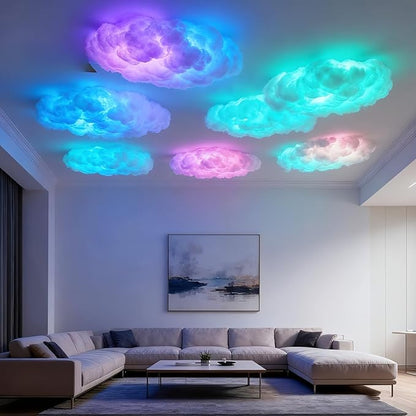 3D Thundercloud Night Light - Smart RGB LED Strip Light, USB-Powered Ceiling Mount Ideal for bedrooms, Games Rooms and Party Decorations, Features Colour-Changing Ambient Lighting (500cm)