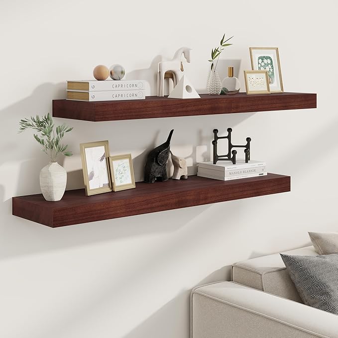 Fun Memories Deep Floating Shelves, Solid Wood Floating Shelves Wall Mounted, 9.3