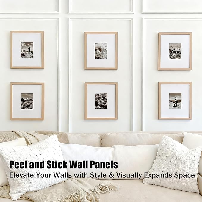 3 Set Peel and Stick Wall Molding Kit Pre-Cut Wall Molding for Wall Decor Premade Self-Adhesive Wainscoting for Walls Accent Wall Molding Peel and Stick Panel