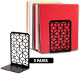 Geomod 3D Cube Black Metal Bookends Decorative for Heavy Books - Sturdy Boho Book Stops - Minimal Book Shelf Stopper - Durable Office Bookends - Weighted Metal Book Holders - 7x4.75 Inches - 3 Pair