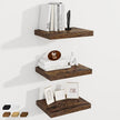 Fun Memories 12 Inch Deep Floating Shelves, 16 x 12 Wooden Wall Shelves, Extra Deeper & Thicker Rustic Wall Mounted Storage Shelf for Fireplace, Living Room, Kitchen, Farmhouse, Rustic Brown - 3Pack