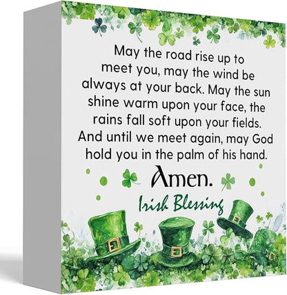 Irish Blessing Decor St Patricks Day Decorations Rustic Wood Sign Home Tabletop Shelf Desk Decor St Patrick's Day Decorations 5 X 5 Inches