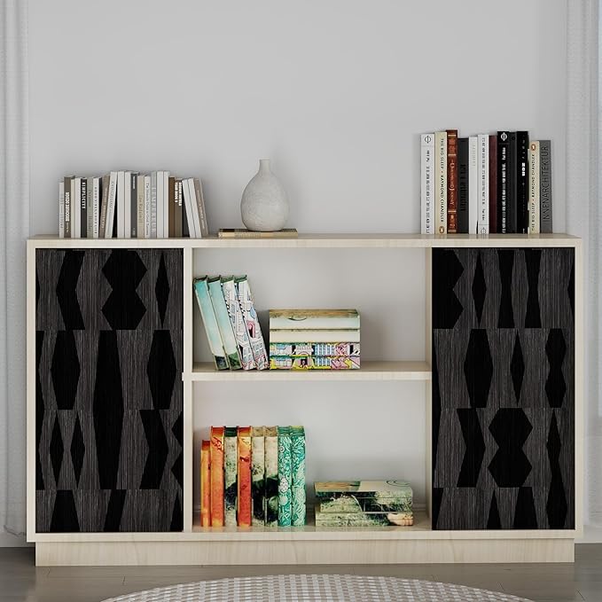 Timeet Peel and Stick Wallpaper Black Wallpaper Modern Black Contact Paper Self-Adhesive Geometric Removable Wall Paper for Living Room Bedroom Wall Decor Vinyl 17.7 "x 80"