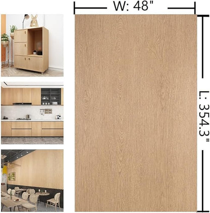 Extra Wide 48"x354" Wood Grain Contact Paper Peel and Stick Faux Wood Wallpaper Self Adhesive Waterproof Removable Wood Vinyl Wrap for Bedroom Living Room Air Guide Slot Design Wood Laminate Sheets