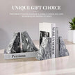 Koville Marble Bookends for Shelves, Large Bookends for Heavy Books, Natural Stone Book Stopper for Books CD Movies, Aesthetic Decorative Book Ends (Grey)