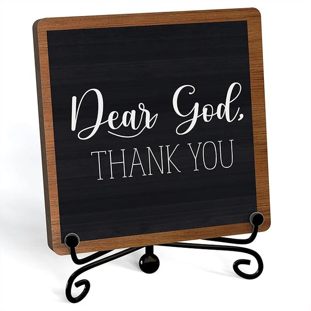 Modern Farmhouse Decor, Home Decor For Living Room, Boho Chic Aesthetic Shelf Decorations, Christian Dear God Sign, Farm House Entryway Tv Stand Fireplace Coffee Table Decoration (02)