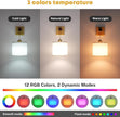 Rechargeable Battery Operated Wall Sconce Set of Two, 8000mAh Wireless Wall Sconces with RGB 15 Colors & Remote Control, Dimmable Wall Lamps for Living Room Bedroom, Gold