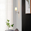 Globe Electric 51858 Clarissa 1-Light Wall Sconce, Brushed Nickel, White Fabric Shade, Bulb Not Included
