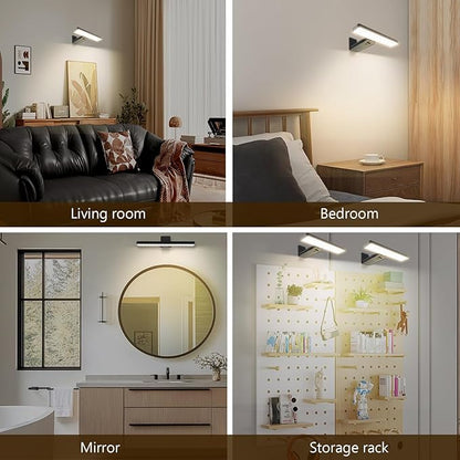 2Pack Picture Light Battery Operated with Remote, LED Painting Light for Art with 3 Lighting Colors & Dimmable, LED Art Display Accent Light on Wall for Pictures Dartboard Photo Frame Portrait
