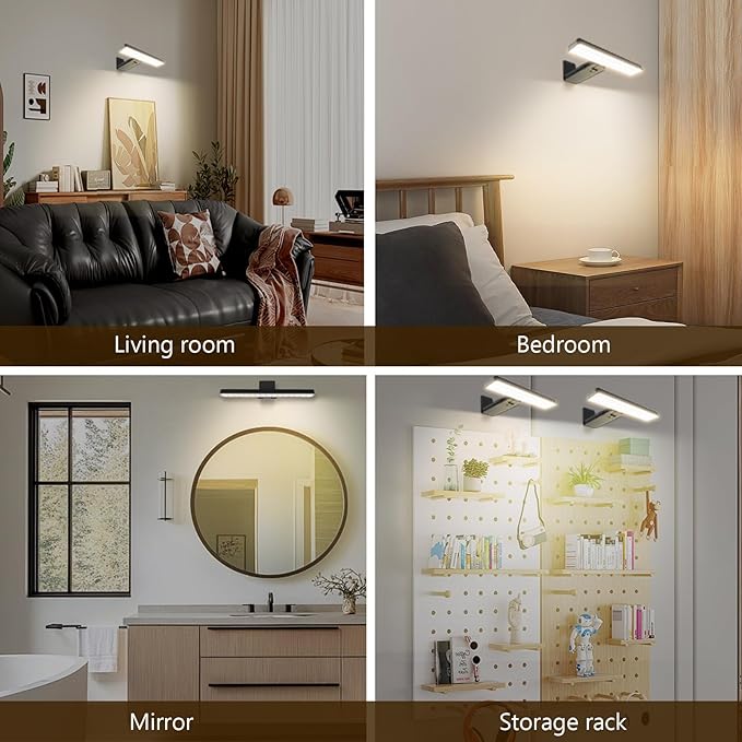 Picture Light Battery Operated with Remote, LED Painting Light for Art with 3 Lighting Colors & Dimmable, LED Art Display Accent Light on Wall for Pictures Dartboard Photo Frame Portrait
