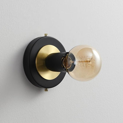 BRIGHTTIA Luna Uno 1-Light Wall Sconce - Mid Century Industrial Modern Flush Mount Fixture for Wall & Ceiling - Minimalist Lamp for Bathroom and Small Spaces - Black & Gold (BC0026-1BG)