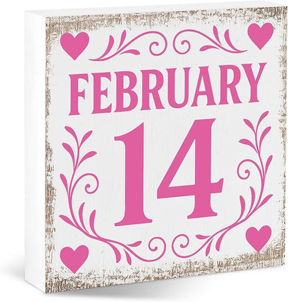 Valentines Desk Decor, Valentine's Day Home Office Table Sign for Wife Daughter from Dad Husband, Valentine Gifts Decorations for Porch Tiered Tray Shelf Party, 14 Feb