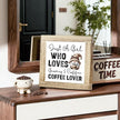 Coffees Wood Sign Just a Girl Who Loves Gnomes and Coffee Handcrafted Coffees Decor Funny Wooden Sign For Kitchen Home Office Bar Decor Cute Coffee Lover Gift Square Wood Cafe Art 5.9x5.9 Inch