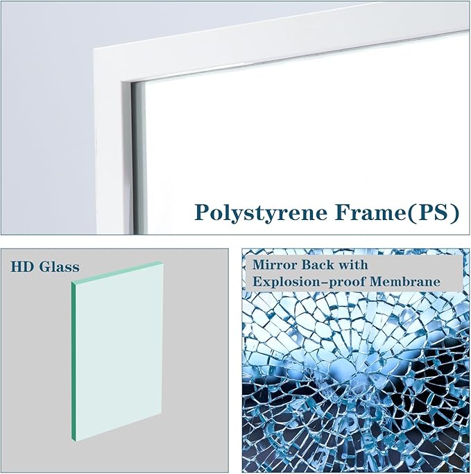 White Large Bathroom Wall Mirror, 18x24 Mirror Set of 2 for Bathroom, Vanity