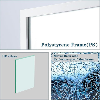 White Large Bathroom Wall Mirror, 18x24 Mirror Set of 2 for Bathroom, Vanity