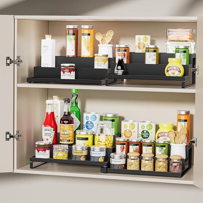 RCHYFEED Spice Rack Organizer for Cabinet, Set of 2 Metal 3 Tier Spice Rack 11.8
