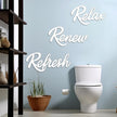 3 Pieces Bathroom Decor Wooden Bathroom Sign,Relax Renew Refresh Sign (White)