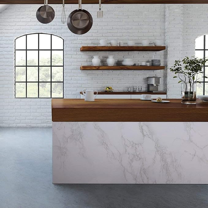 practicalWs Marble Wallpaper Granite White and Grey Paper Roll 23.6