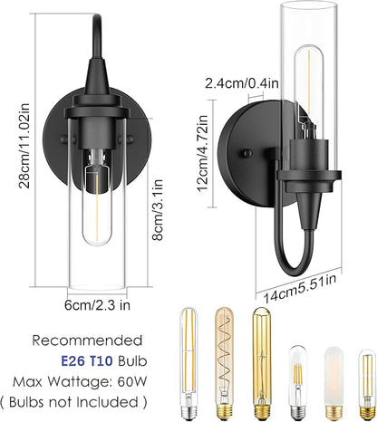 Aipsun Black Wall Sconces Set of Two, Sconces Wall Lighting Hardwired Wall Sconce Indoor Wall Light for Living Room Hallway (Exclude Bulb)