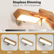 Wood Wall Sconces Battery Operated, Rechargeable Wall Lights Battery Operated, Stick On Wall Mounted lamp Bedside Reading for Bedroom, Stepless Dimmable Wall Lamps for Living Room
