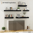 Heimlove 12 Inch Deep Floating Shelves, 12 x 12 inches Long Wall Shelf, Large Extra Display Shelf & Storage Shelf, Rustic Wood Wall Shelves for Fireplace Mantel, Black - 2Pack