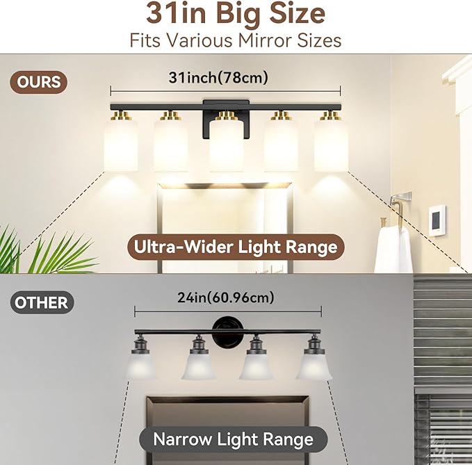 5-Light Bathroom Light Fixtures, 31