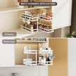 Pull Out Spice Rack Organizer for Cabinet, 4 Pack Metal Seasoning Organizer Slide Out Spice Storage Shelf No Assembly Vertical Spice Rack Pullout for Kitchen & Bahthroom No Drill(2 Tier,White)