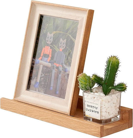 Natural Oak Wood Wall Shelves - Floating Shelf, 12 Inch, Display Picture Ledge, Bedroom, Living Room, Bathroom, Office, Kitchen Storage