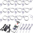 Small LED Puck Lights for Uplight or Downlight, 120V Hardwired & Plug in Cabinet Lights Kit, Wireless RF Remote Control Dimmable, Daisy Chained Linkable, White Wires, Daylight, 12 Lights