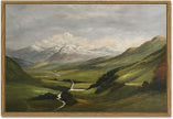SHENIFY Landscape 16x24in Large Vintage Framed Canvas Wall Art Classical Mountain Range Valley Prints Farmhouse Bathroom Office Decor - Natural Framed