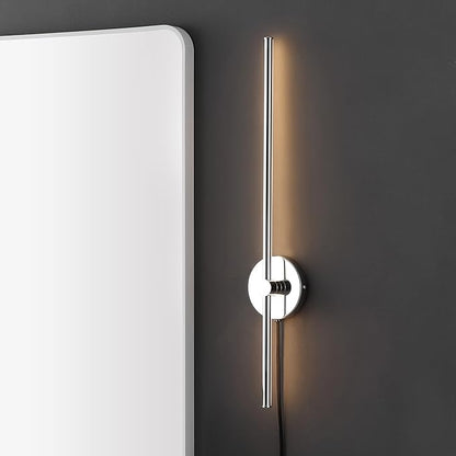 JONATHAN Y 27.25" Chrome 1-Light Modern Integrated LED Wall Sconce, Minimalist Plug-in Adjustable Bar Lamp for Bedroom Living Room, Dimmable Iron Metal Wall Light, 3000K (JYL7136C)