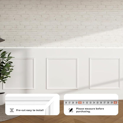 PALMPOP Peel and Stick Wall Molding Kit of 3 Frames,Premade Accent Wainscoting Panels, Ready to Molding Trim for Living Room Bedroom Corridor Home Interior Wall Panel Decor (20x20in)