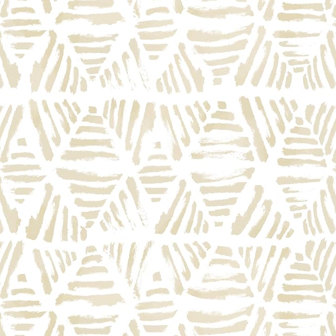 Peel and Stick Wallpaper Boho Wallpaper Geometric Beige and White Contact Paper Modern Striped Self-Adhesive Removable Wall Paper for Bedroom Cabinets Drawers Vinyl Roll 17.3" x 78.7"