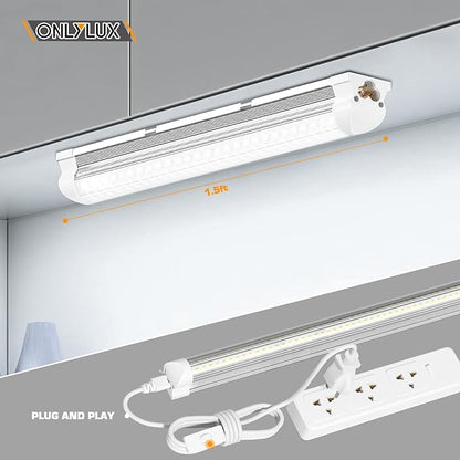 LED Shop Lights, LED Tube Light 25W 6000K, Garage Lighting, Super Bright, Under Cabinet Lighting, Linkable with Plug Shop Lights for Garage Workbench Workshop Basement (2 Pack)