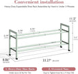 Bumusty 2-Tier Expandable Shoe Rack for Closet, 18“-33” Adjustable Shoe Rack for Small Space, Small Shoe Organizer for Front Door, Sturdy Metal, Green