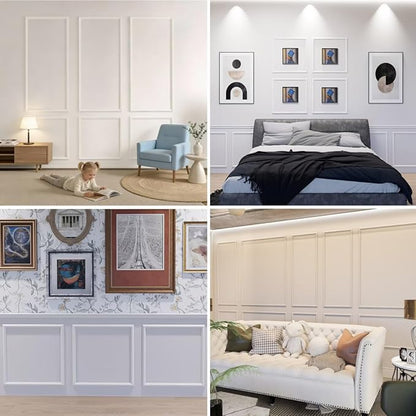 Peel and Stick Wall Molding Kit, 3D Pre-Cut Wall Panels for Interior Wall Decor, Peel and Stick Wood Panels, (50"40"+50"20") Peel and Stick Wall Panels, Accent Wall Trim for Living Room, Bedroom, Home