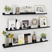Axeman 48 Inch Floating Shelves | Black Picture Ledge Shelf Set of 3 | Rustic Wood Wall Shelves with Lip | 48