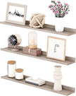 HOOBRO Floating Shelves, Wall Shelf Set of 3, 35.4 Inches Hanging Shelf with Raised Edge and Invisible Brackets, for Bathroom, Bedroom, Kitchen, Office, Living Room Decor, Greige BG90BJ01