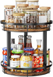 LAMU 10'' Wood Lazy Susan Spice Rack Organizer, 2 Tier Spice Organization for Cabinet, Countertop, Kitchen, Table Top, Pantry, Condiment and Seasoning Rack Organizer