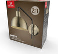 Globe Electric 51719 1-Light Plug-in or Hardwire Wall Sconce, Antique Brass, Matte Black Accent, Fabric Cord, in-Line On/Off Switch, Kitchen, Reading Light, Home Essentials, Bedroom, Bedside Lamp