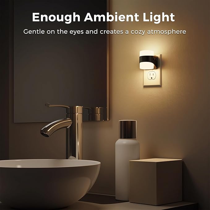 L LOHAS LED Night Lights Plug into Wall with 3CCT Adjustable (3000K/4000K/5000K), 3 Level Dimmable Night Light, 1W Low Power Nightlight with Auto On/Off Sensor, 2 Pack